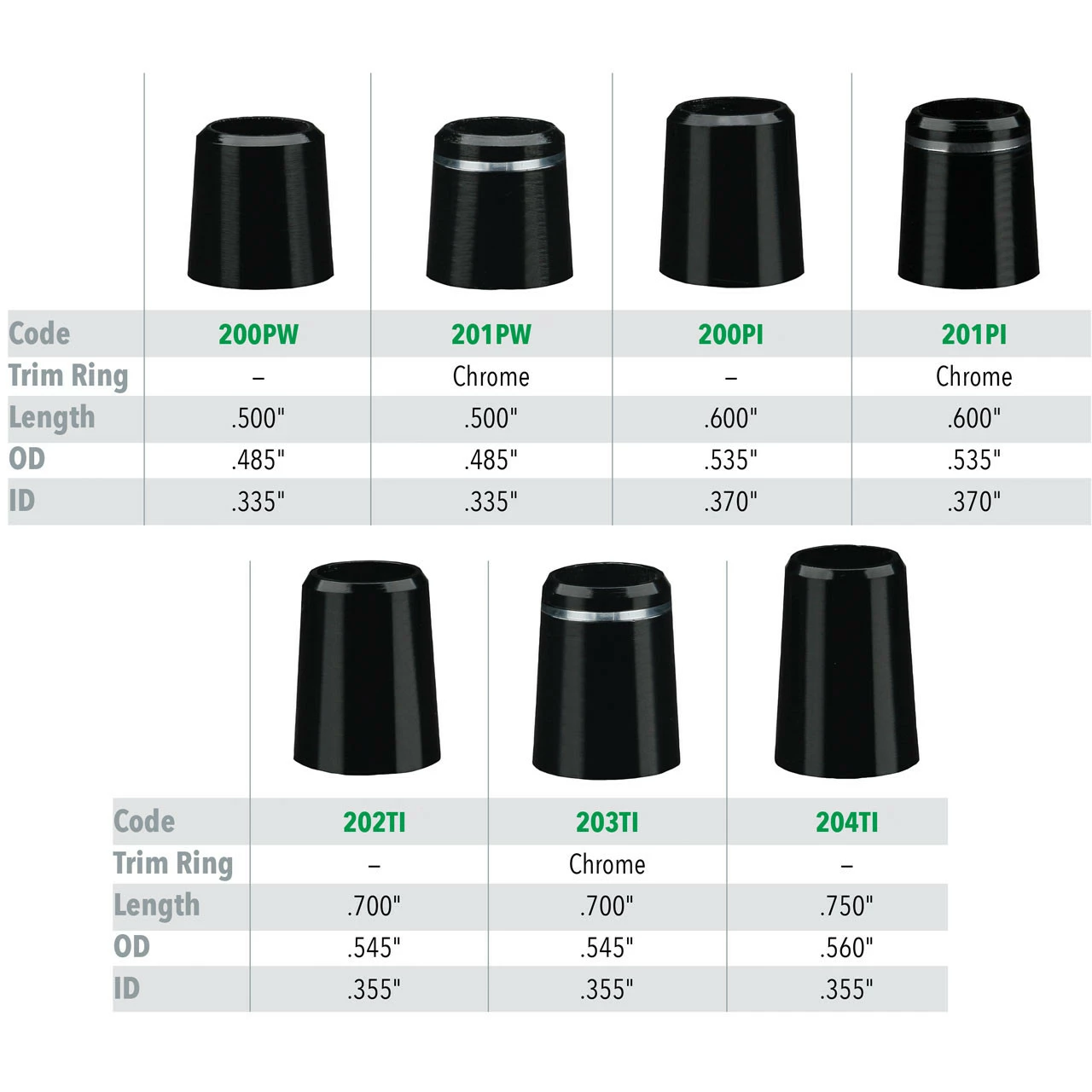 Chamfered Ferrules - .335"/.355"/.370" 1 Chamfered Ferrules - .335"/.355"/.370"