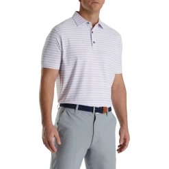 Clubs Elegant store -Clubs Elegant store footjoy chalk line print polo white lavender 1