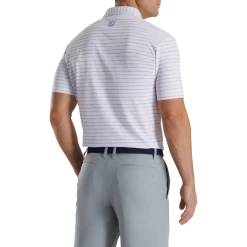 FOOTJOY CHALK LINE PRINT POLO WHITE/LAVENDER -Clubs Elegant store footjoy chalk line print polo white lavender 2