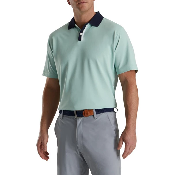 FOOTJOY SOLID W STRIPE PLACKET POLO SAGE 2 FOOTJOY SOLID W STRIPE PLACKET POLO SAGE - Image 2
