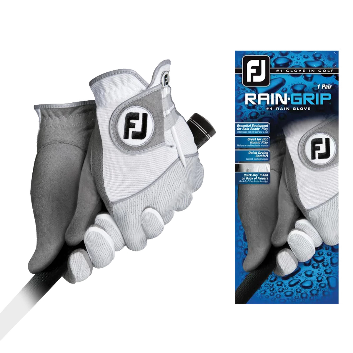 FootJoy RAIN GRIP GLOVES WHITE (PAIR) 1 FootJoy RAIN GRIP GLOVES WHITE (PAIR)