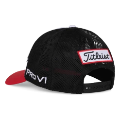Titleist TOUR PERFORMANCE MESH HAT (BLACK/RED/WHITE) -Clubs Elegant store tour performance mesh hat black red white 2